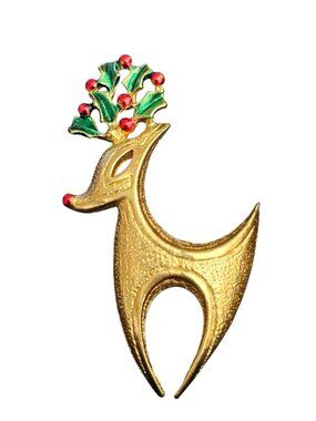 Gerrys Christmas Rudolph the Red nose reindeer enamel vintage brooch pin Holiday